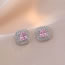 Fashion Silver Copper And Diamond Square Stud Earrings