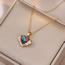 Fashion Heart Of The Ocean Titanium Steel Diamond Heart Necklace
