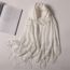 Fashion White Polyester Geometric Knit Fringed Scarf