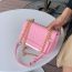 Fashion Pink Pu Embroidery Thread Flap Crossbody Bag
