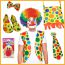 Fashion Clown Clothes Fabric Stripe Colorblock Top And Pants Set