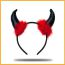 Fashion Black Horn Red Feather Fabric Devil Horn Headband