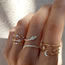 Fashion 4# Alloy Diamond Cross Butterfly Hollow Heart Ring Set