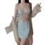 Fashion Light Green (pluggable Chest Pad Version) Polyester Lace Backless Camisole Nightdress