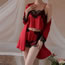 Fashion Wine Red (top + Shorts) Polyester Lace Camisole Pajama Set