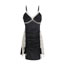 Fashion Black (nightdress) Polyester Spliced Yarn Slit Satin Nightdress