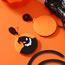 Fashion Black + Orange White K Acrylic Monster Medal Earrings