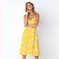 Fashion Yellow Polyester Printed Slip Dress