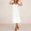 Fashion White Flowers Polyester Breasted Slip Dress