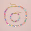 Fashion A Colorful Rice Beads Beaded Heart Bracelet Necklace Set