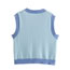 Fashion Blue V-neck Color-block Pullover Vest