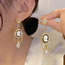 Fashion Gold Alloy Diamond Geometric Portrait Earrings