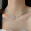 Fashion A Small Pearl Necklace Alloy Broken Silver Beaded Pearl Necklace