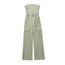 Fashion Armygreen Blended Belted Oversized Pocket Trousers