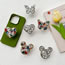Fashion Gem Mickey - White Diamond With Silver Edge Plastic Diamond Mickey Mouse Mobile Phone Airbag Holder