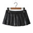 Fashion Black Pu Wide Pleated String Skirt