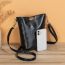 Fashion Black Pu Oil Leather Large Capacity Messenger Bag