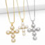 Fashion A-gold Copper And Pearl Set Zirconia Cross Necklace