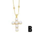 Fashion A-gold Copper And Pearl Set Zirconia Cross Necklace