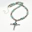 Fashion Silver Turquoise Beaded Cross Necklace