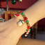 Fashion 1# Alloy Geometric Beads Drop Oil Christmas Snowman Cane Bell Bracelet