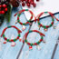 Fashion 3# Alloy Geometric Beaded Oil Drip Christmas Cane House Bracelet