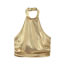 Fashion Gold Metal Halter Neck Pleated Top