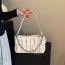 Fashion White Pu Pleated Chain Crossbody Bag
