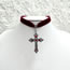 Fashion 4# Alloy Diamond Cross Velvet Necklace