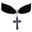 Fashion 2# Alloy Diamond Cross Velvet Necklace