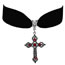 Fashion 3# Alloy Diamond Cross Velvet Necklace