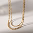 Fashion Gold Stainless Steel Peas Double Layer String Necklace