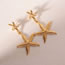 Fashion Gold Stainless Steel Starfish Earrings
