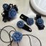 Fashion Earrings - Blue Denim Fabric Flower Diamond Tassel Earrings