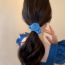 Fashion Hair Tie - Light Blue Denim Floral Ruffle Scrunchie
