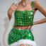 Fashion Dazzling Green Top Round Sequined Camisole