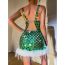 Fashion Dazzling Green Top Round Sequined Camisole