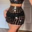 Fashion Black Round Sequin Fringed Skirt