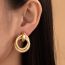 Fashion Gold Metal Layered Round Stud Earrings