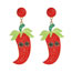 Fashion Gold Metal Rice Bead Red Pepper Earrings