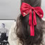 Fashion Wine Red Bow Fabric Diamond Streamer Double Layer Bow Hair Clip