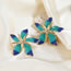 Fashion Blue Alloy Drip Flower Stud Earrings