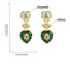 Fashion Green Color Alloy Diamond Drip Oil Heart Flower Earrings