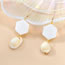 Fashion Brown And White Geometric Acetate Shell Earrings