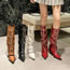Fashion Khaki Stiletto Cross Belt Buckle Side Zip Boots