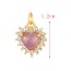 Fashion Purple Copper Inlaid Zircon Heart Natural Stone Pendant Accessories