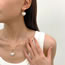 Fashion Gold Alloy Diamond-studded Pearl Heart Earrings Necklace Set