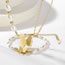 Fashion Gold Necklace Kn237560-ksp Titanium Steel Pearl Chain Butterfly Necklace