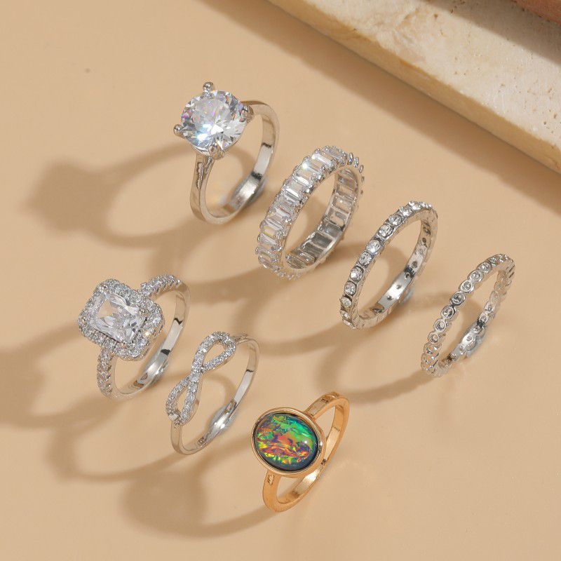 Fashion Cubic Zirconia Ring Copper And Diamond Geometric Square Ring