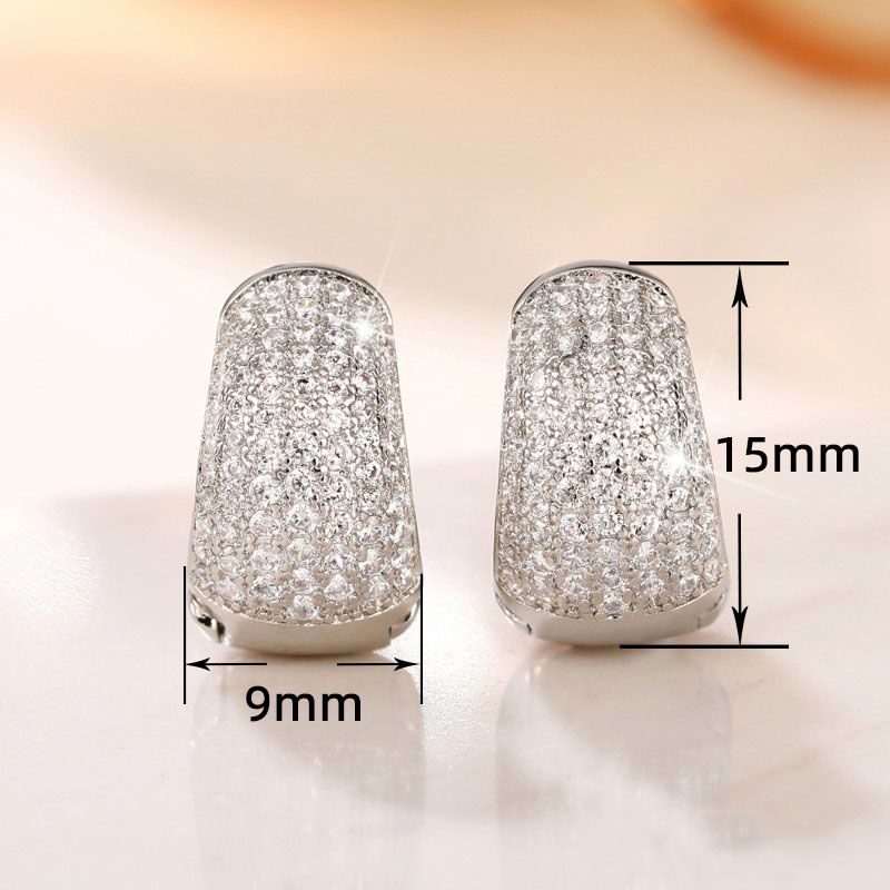 Fashion Silver Copper Inlaid Zirconia Round Earrings For Men
